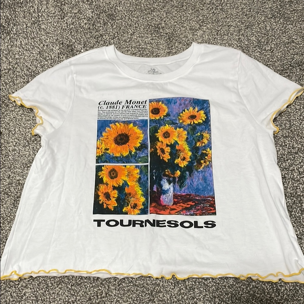 White Sunflower Print Women's Top